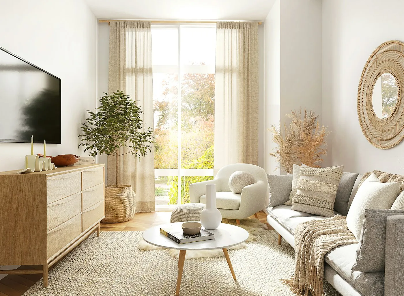 Lyst skandinavisk køkken-alrum efter renovering